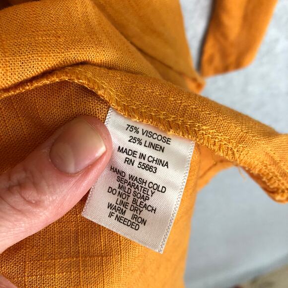 Rachel Zoe Linen Wrap Dress Size 2 Midi Shirt Tie Academia Quiet Luxury Career - Picture 7 of 12